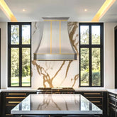 Fobest Curved Stainless Steel Custom Range Hood with Brass Accent FSS-66-Stainless Steel Range Hood-Fobest