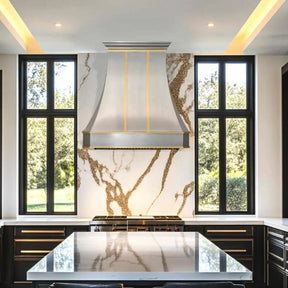 Fobest Curved Stainless Steel Custom Range Hood with Brass Accent FSS-66-Stainless Steel Range Hood-Fobest