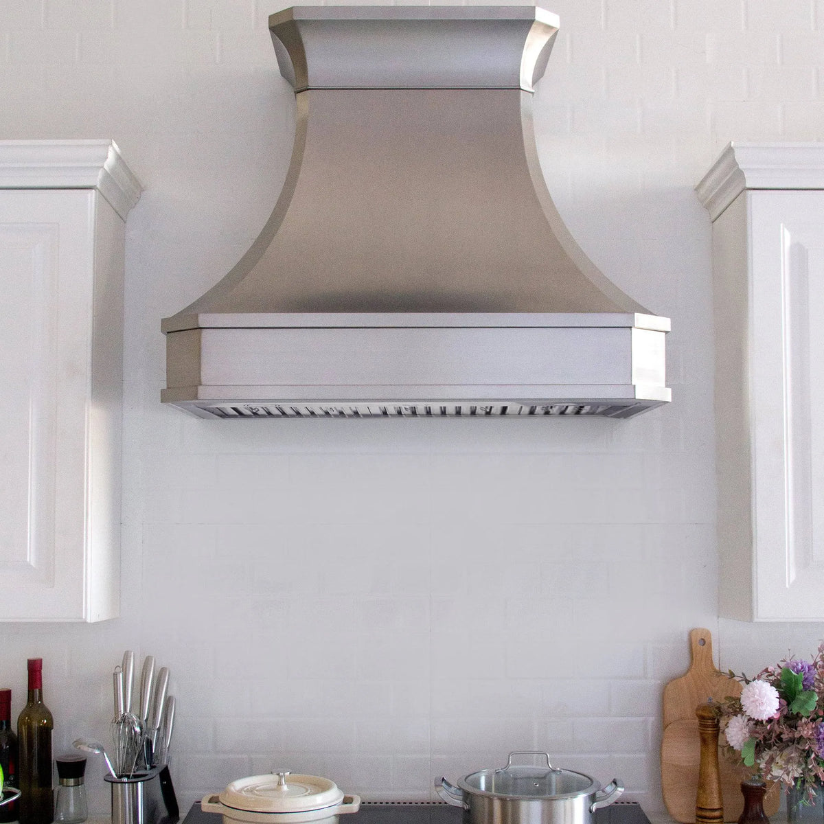 Fobest Curved Stainless Steel Custom Range Hood with Classic Crown FSS-64-Stainless Steel Range Hood-Fobest
