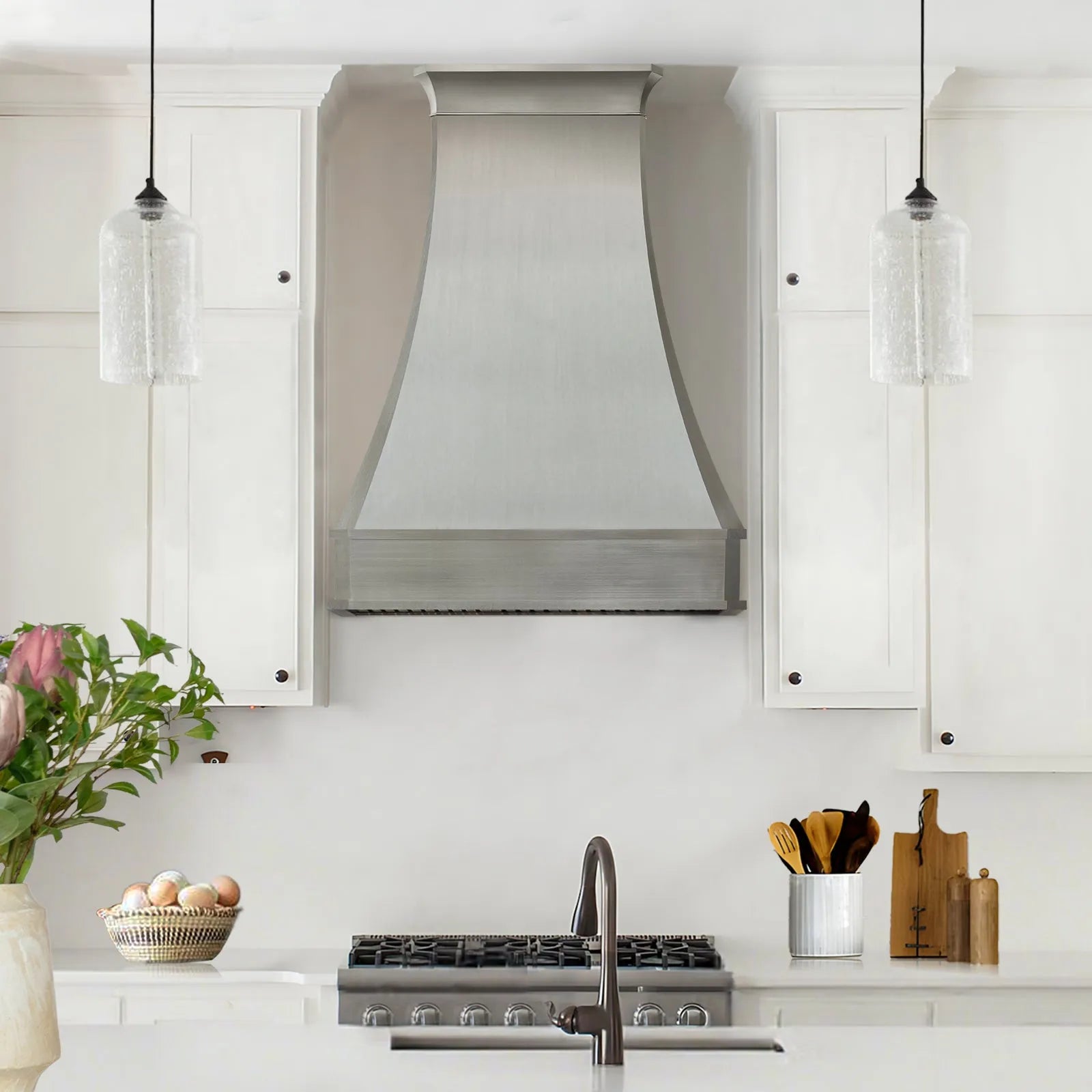 Fobest Curved Stainless Steel Custom Range Hood with Classic Crown FSS-64-Stainless Steel Range Hood-Fobest