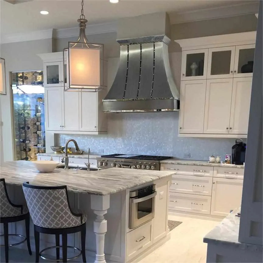 Fobest Curved Stainless Steel Custom Range Hood with Mirror Straps FSS-35-Stainless Steel Range Hood-Fobest