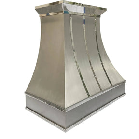 Fobest Curved Stainless Steel Custom Range Hood with Mirror Straps FSS-35-Stainless Steel Range Hood-Fobest