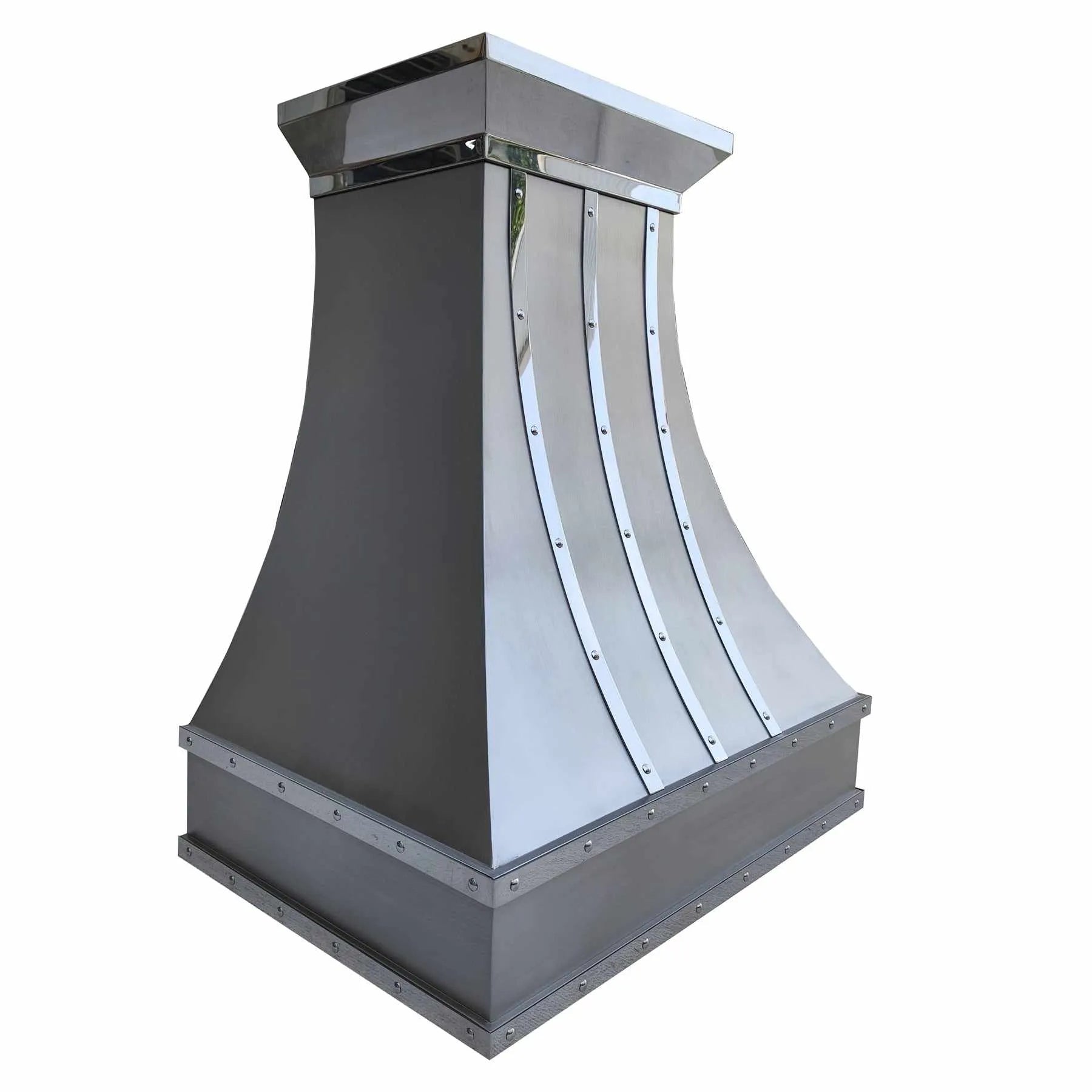 Fobest Curved Stainless Steel Custom Range Hood with Mirror Straps FSS-35-Stainless Steel Range Hood-Fobest
