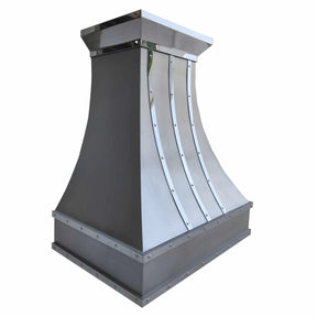 Fobest Curved Stainless Steel Custom Range Hood with Mirror Straps FSS-35-Stainless Steel Range Hood-Fobest