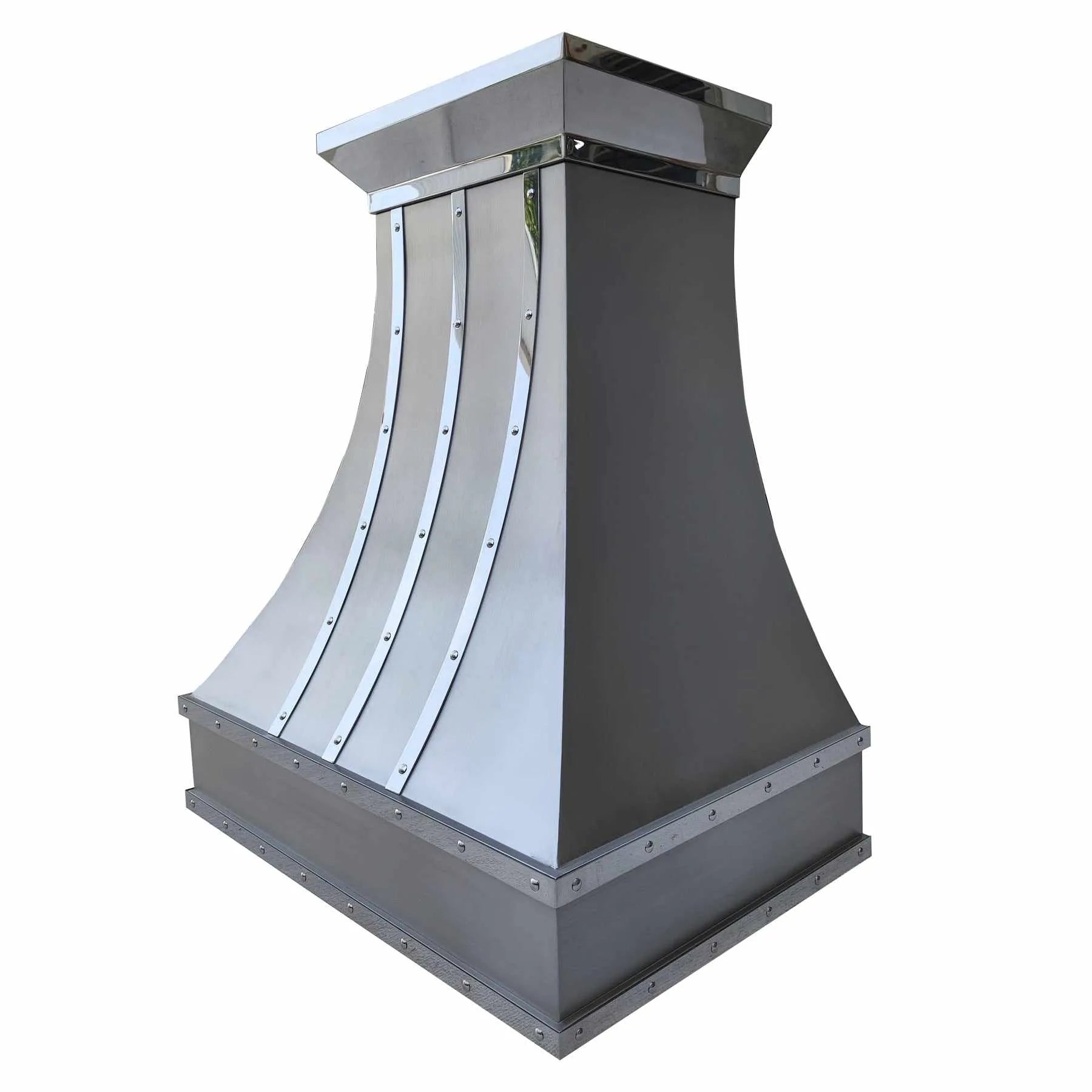 Fobest Curved Stainless Steel Custom Range Hood with Mirror Straps FSS-35-Stainless Steel Range Hood-Fobest
