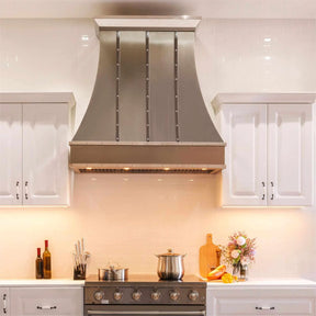 Fobest Curved Stainless Steel Custom Range Hood with Mirror Straps FSS-35-Stainless Steel Range Hood-Fobest