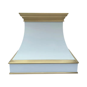 Fobest Curved White Stainless Steel Range Hood with Brass Crown and Trim FSS-378-Stainless Steel Range Hood-Fobest