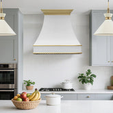 Fobest Curved White Stainless Steel Range Hood with Brass Crown and Trim FSS-378-Stainless Steel Range Hood-Fobest