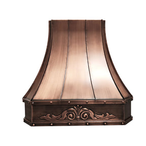 Fobest Custom Antique Copper Range Hood with Apron Pattern FCP-131-Copper Range Hood-Fobest