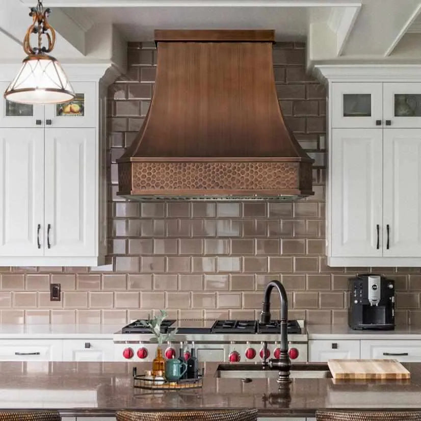 Fobest Custom Antique Copper Range Hood with Crown FCP-205-Copper Range Hood-Fobest