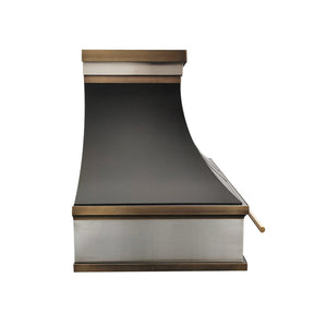 Fobest Custom Black Range Hood with Aged Brass and Stainless Accents FSS-383-Stainless Steel Range Hood-Fobest