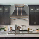 Fobest Custom Black Range Hood with Aged Brass and Stainless Accents FSS-383-Stainless Steel Range Hood-Fobest