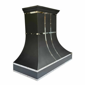 Fobest Custom Black Range Hood with Mirror Straps FSS-297-Stainless Steel Range Hood-Fobest