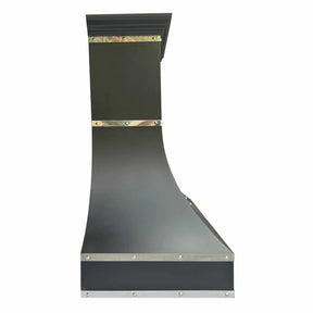 Fobest Custom Black Range Hood with Mirror Straps FSS-297-Stainless Steel Range Hood-Fobest