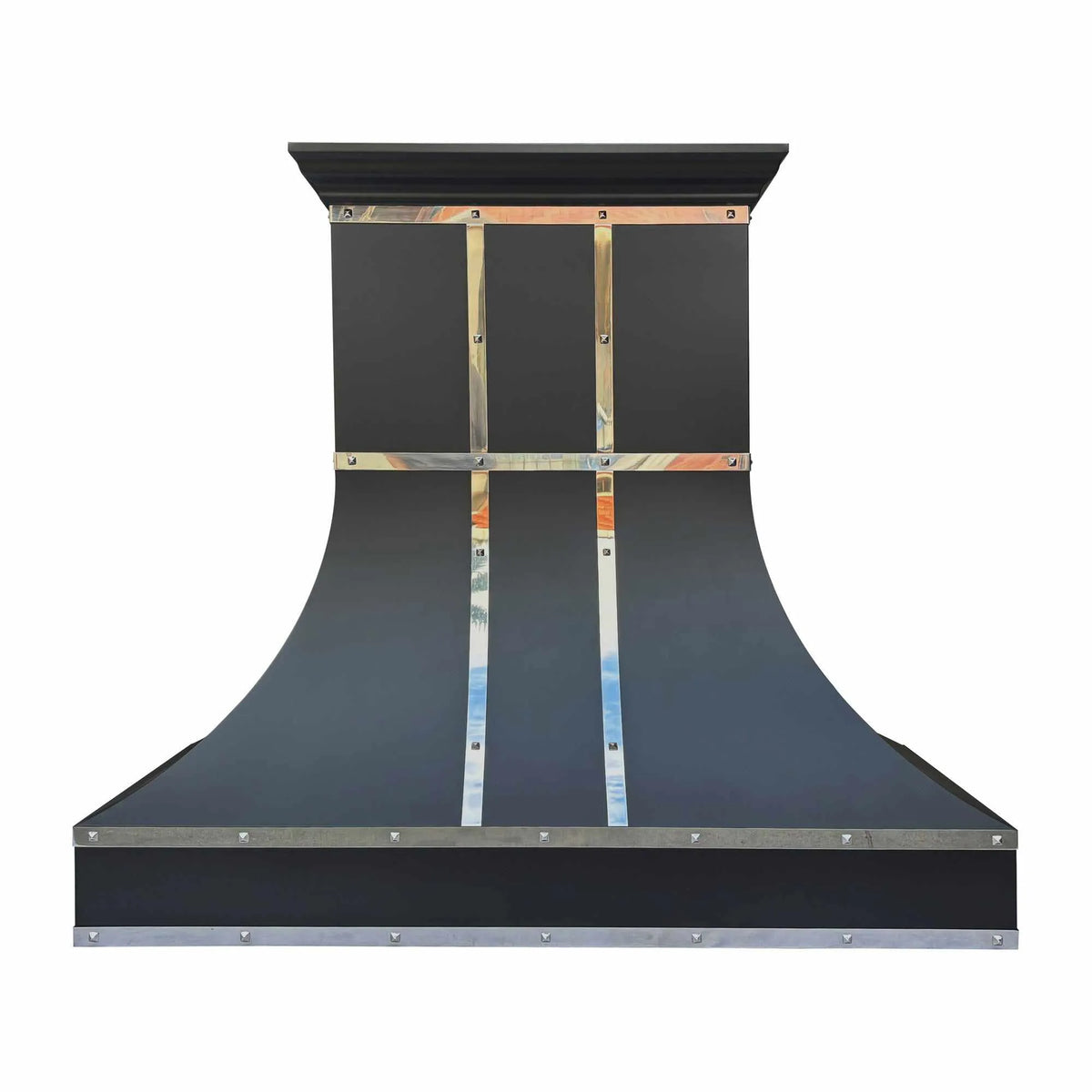 Fobest Custom Black Range Hood with Mirror Straps FSS-297-Stainless Steel Range Hood-Fobest