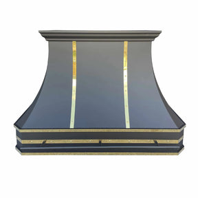 Fobest Custom Black Stainless Steel Kitchen Hood with Polished Brass Straps FSS-172-Stainless Steel Range Hood-Fobest