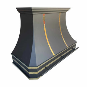 Fobest Custom Black Stainless Steel Kitchen Hood with Polished Brass Straps FSS-172-Stainless Steel Range Hood-Fobest