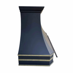 Fobest Custom Black Stainless Steel Kitchen Hood with Polished Brass Straps FSS-172-Stainless Steel Range Hood-Fobest
