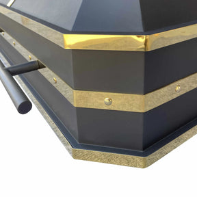 Fobest Custom Black Stainless Steel Kitchen Hood with Polished Brass Straps FSS-172-Stainless Steel Range Hood-Fobest