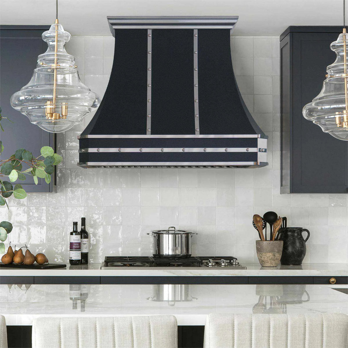 Fobest Custom Black Stainless Steel Kitchen Hood with Straps FSS-57-Stainless Steel Range Hood-Fobest