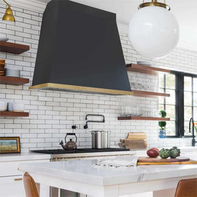 Fobest Custom Black Stainless Steel Range Hood with Brass Bottom FSS-67-Stainless Steel Range Hood-Fobest