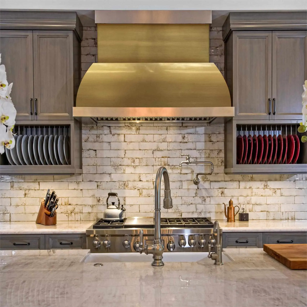 Fobest Custom Brass Range Hood with Stainless Steel Accent FSS-189-Stainless Steel Range Hood-Fobest