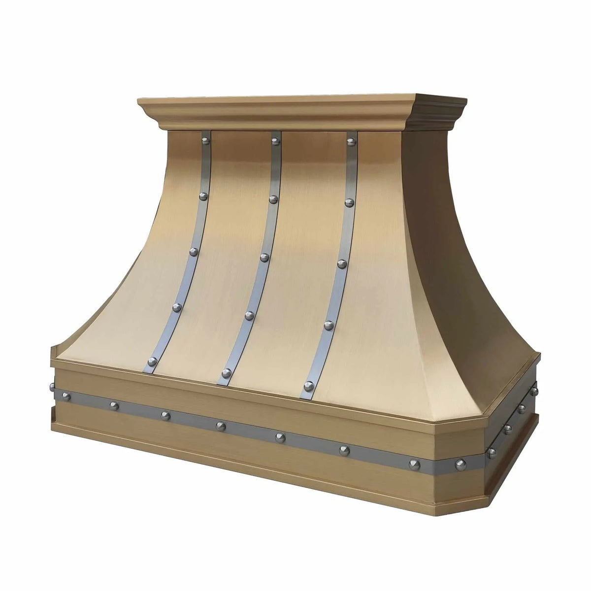 Fobest Custom Brass Range Hood with Stainless Steel Straps FSS-281-Stainless Steel Range Hood-Fobest