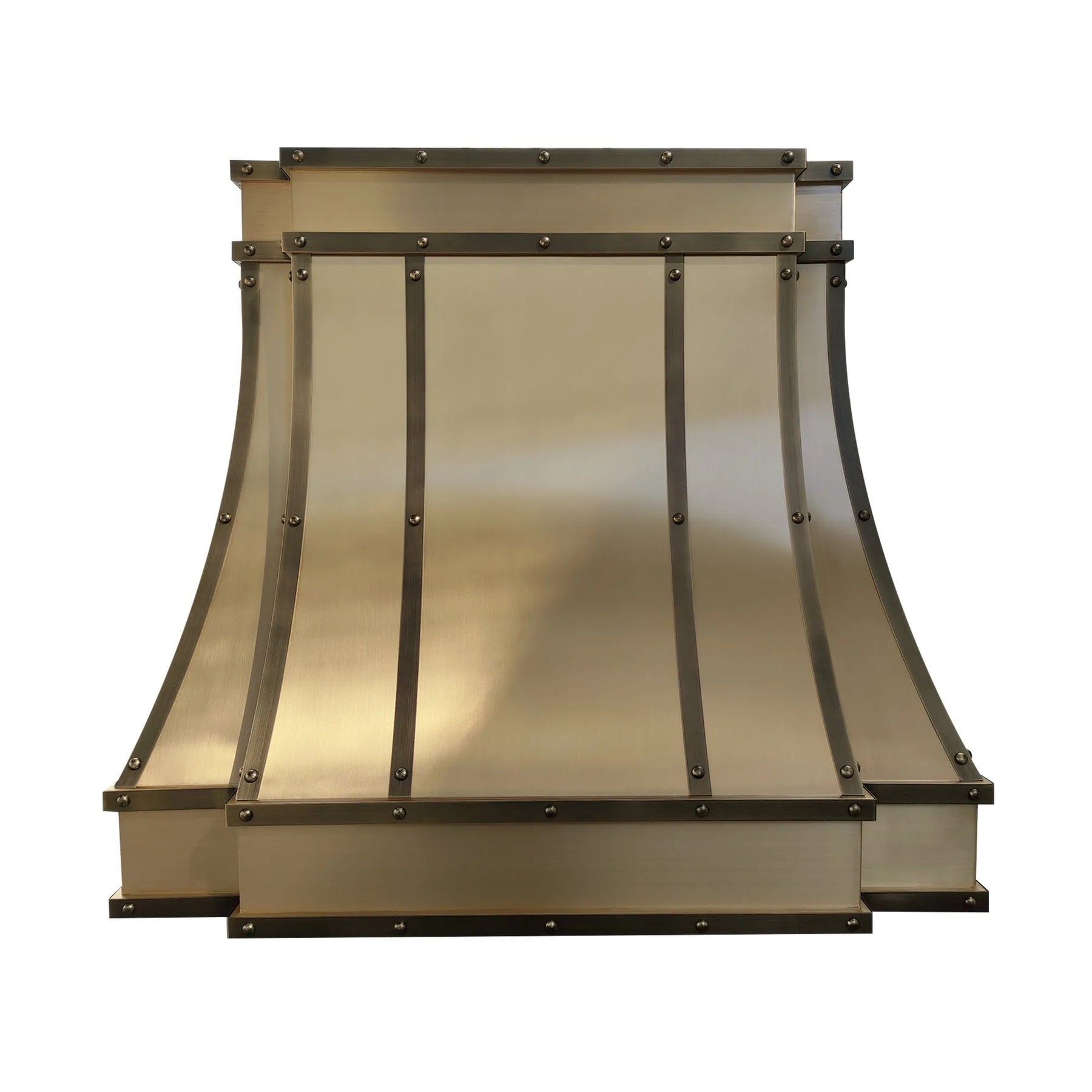 Fobest Custom Brass Vent Hood with Dark Rivet Straps FSS-434-Stainless Steel Range Hood-Fobest