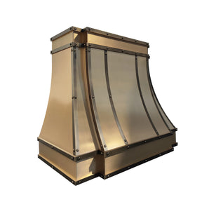 Fobest Custom Brass Vent Hood with Dark Rivet Straps FSS-434-Stainless Steel Range Hood-Fobest
