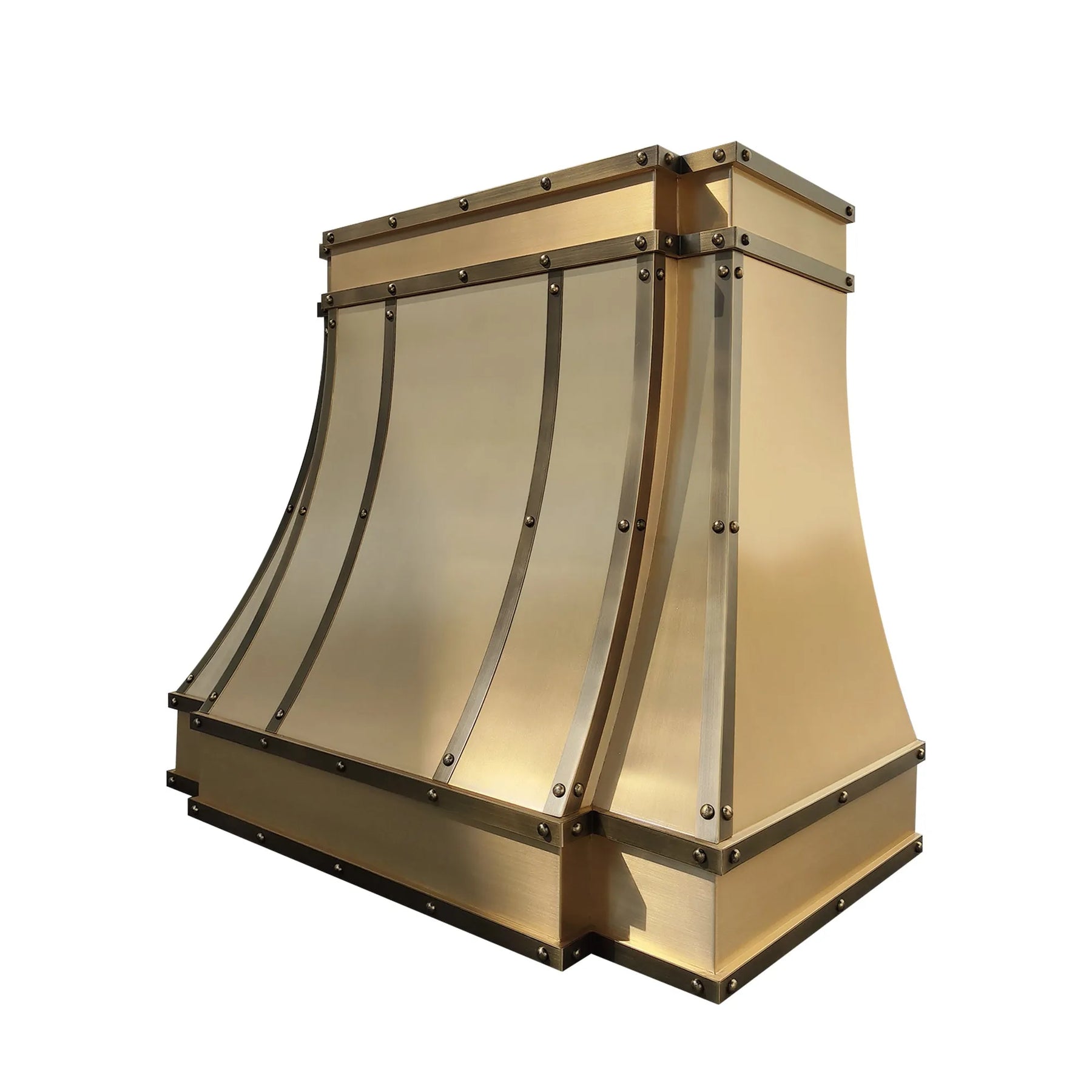 Fobest Custom Brass Vent Hood with Dark Rivet Straps FSS-434-Stainless Steel Range Hood-Fobest