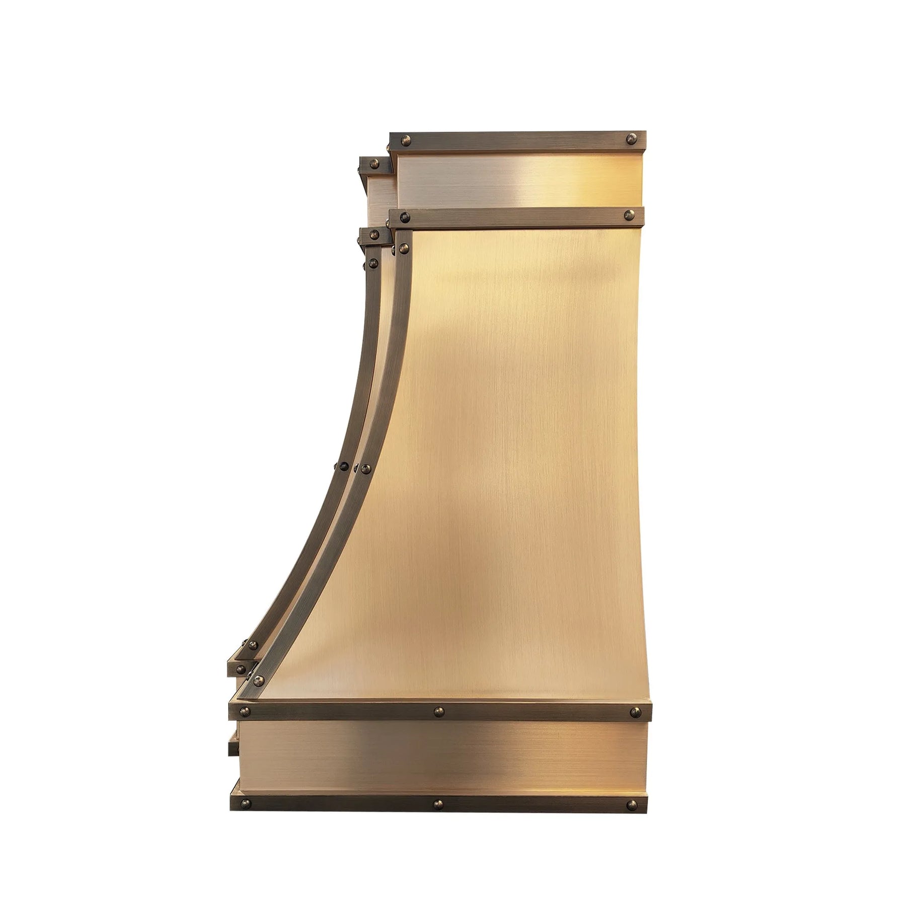 Fobest Custom Brass Vent Hood with Dark Rivet Straps FSS-434-Stainless Steel Range Hood-Fobest