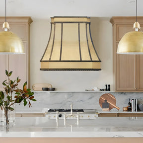 Fobest Custom Brass Vent Hood with Dark Rivet Straps FSS-434-Stainless Steel Range Hood-Fobest