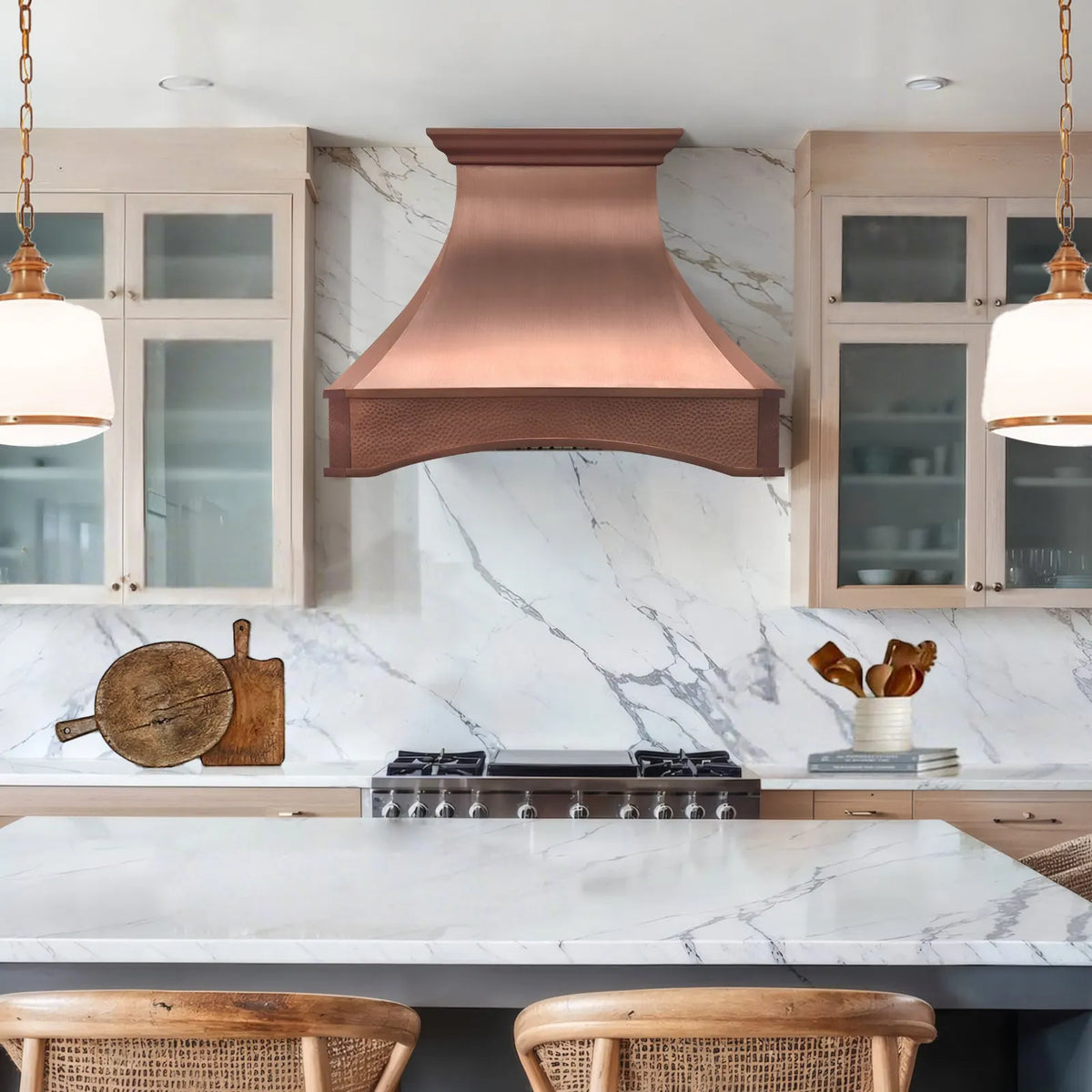 Fobest Custom Copper Hood Vent with Arched Apron FCP-280-Copper Range Hood-Fobest