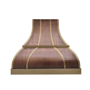 Fobest Custom Copper Kitchen Hood with Brass Decor FCP-249-Copper Range Hood-Fobest