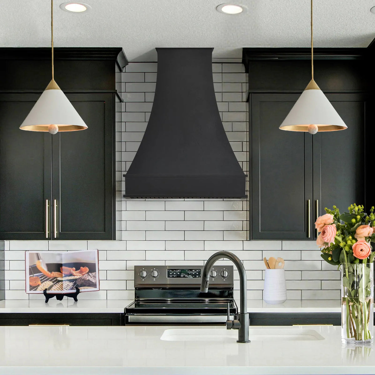 Modern kitchen with custom kitchen hood