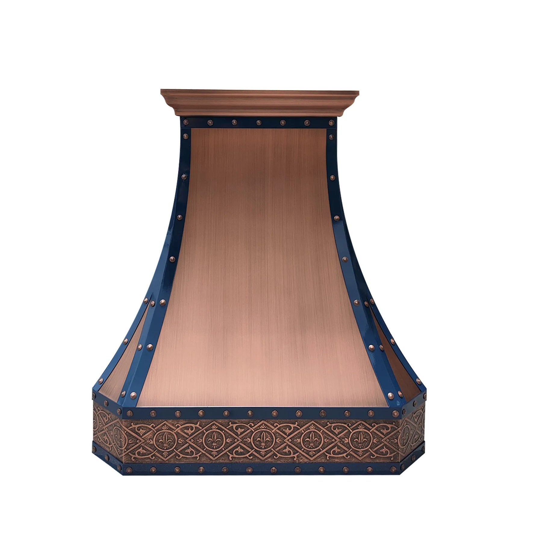 Fobest Custom Copper Vent Hood with Blue Trims FCP-251-Copper Range Hood-Fobest