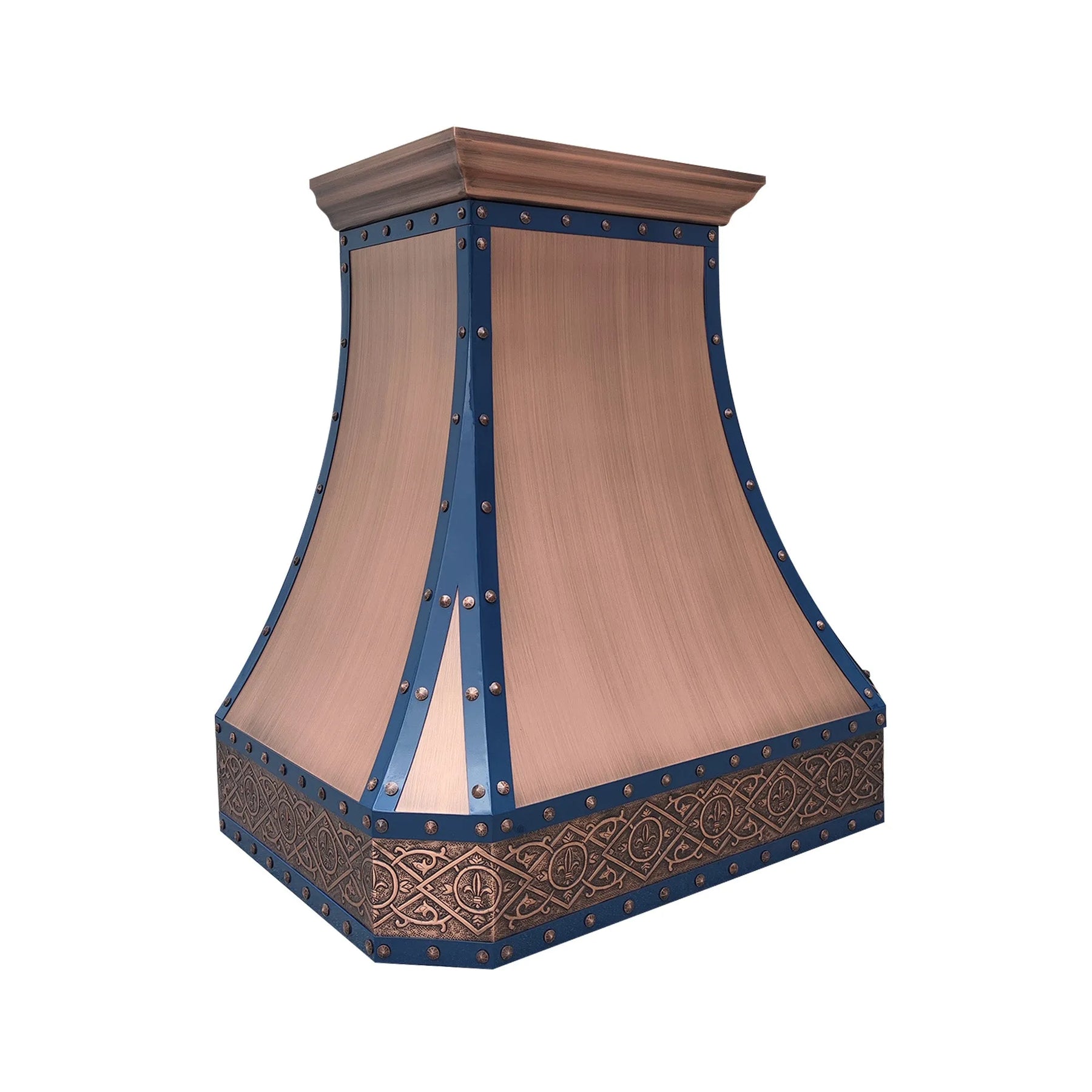 Fobest Custom Copper Vent Hood with Blue Trims FCP-251-Copper Range Hood-Fobest