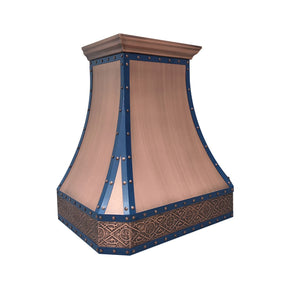 Fobest Custom Copper Vent Hood with Blue Trims FCP-251-Copper Range Hood-Fobest