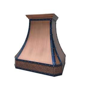 Fobest Custom Copper Vent Hood with Blue Trims FCP-251-Copper Range Hood-Fobest