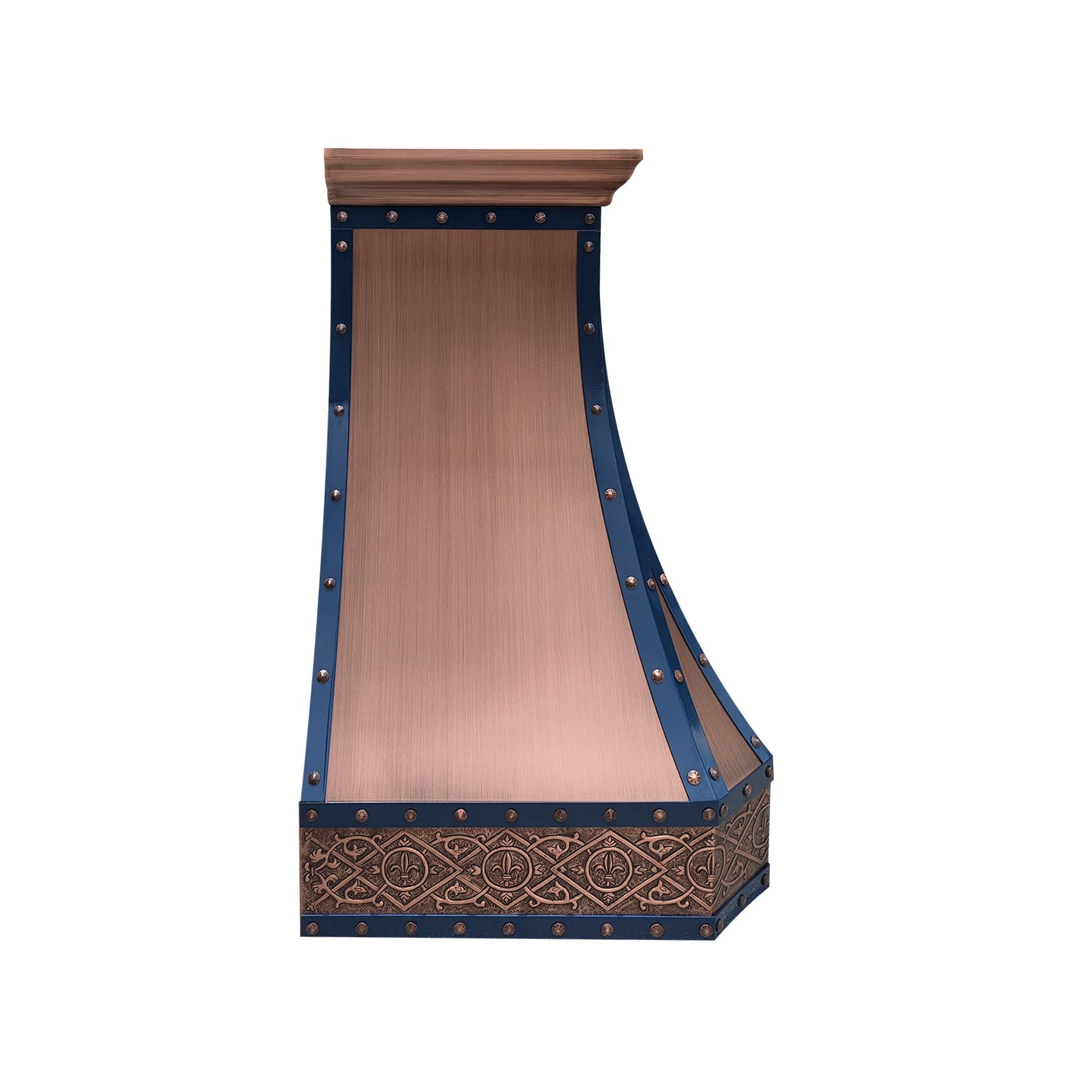 Fobest Custom Copper Vent Hood with Blue Trims FCP-251-Copper Range Hood-Fobest