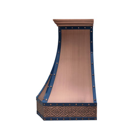 Fobest Custom Copper Vent Hood with Blue Trims FCP-251-Copper Range Hood-Fobest