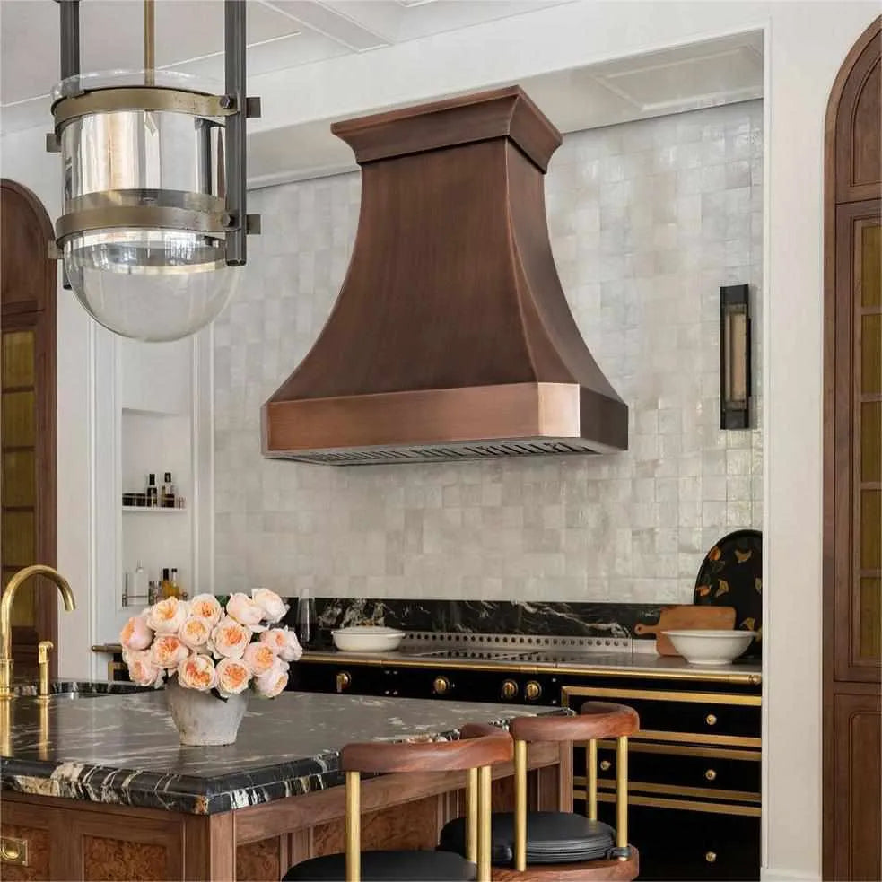 Fobest Custom Copper Vent Hood with Smooth Antique Finish FCP-144-Copper Range Hood-Fobest