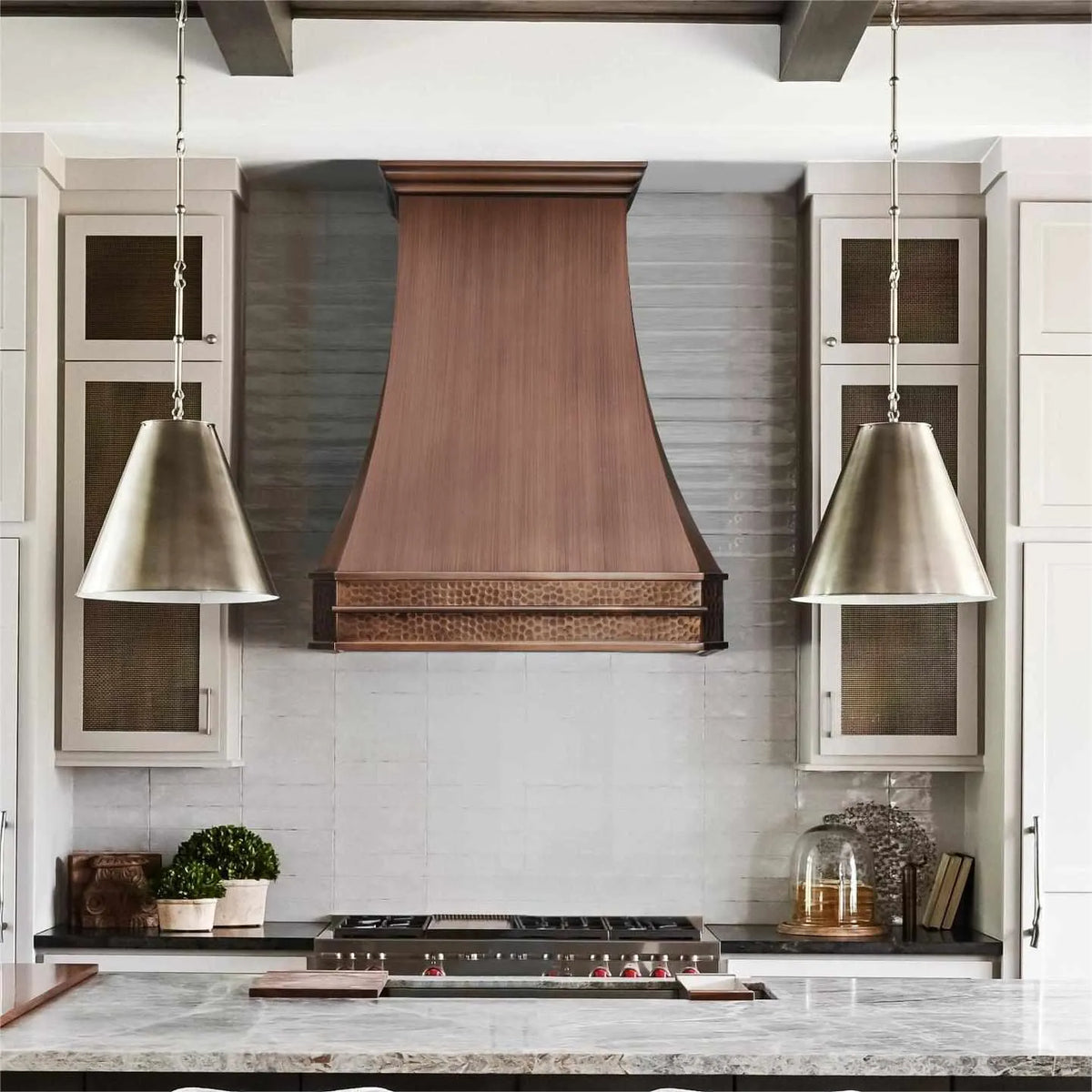 Fobest Custom Copper Vent Hood with pot rail FCP-129-Copper Range Hood-Fobest
