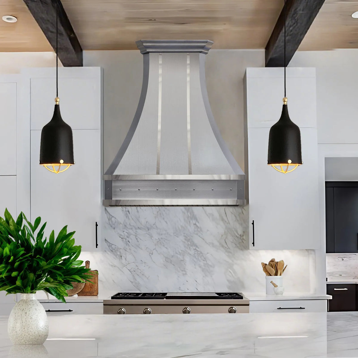 Fobest Custom Curved Stainless Steel Kitchen Hood with Cornered Crown FSS-111-Stainless Steel Range Hood-Fobest