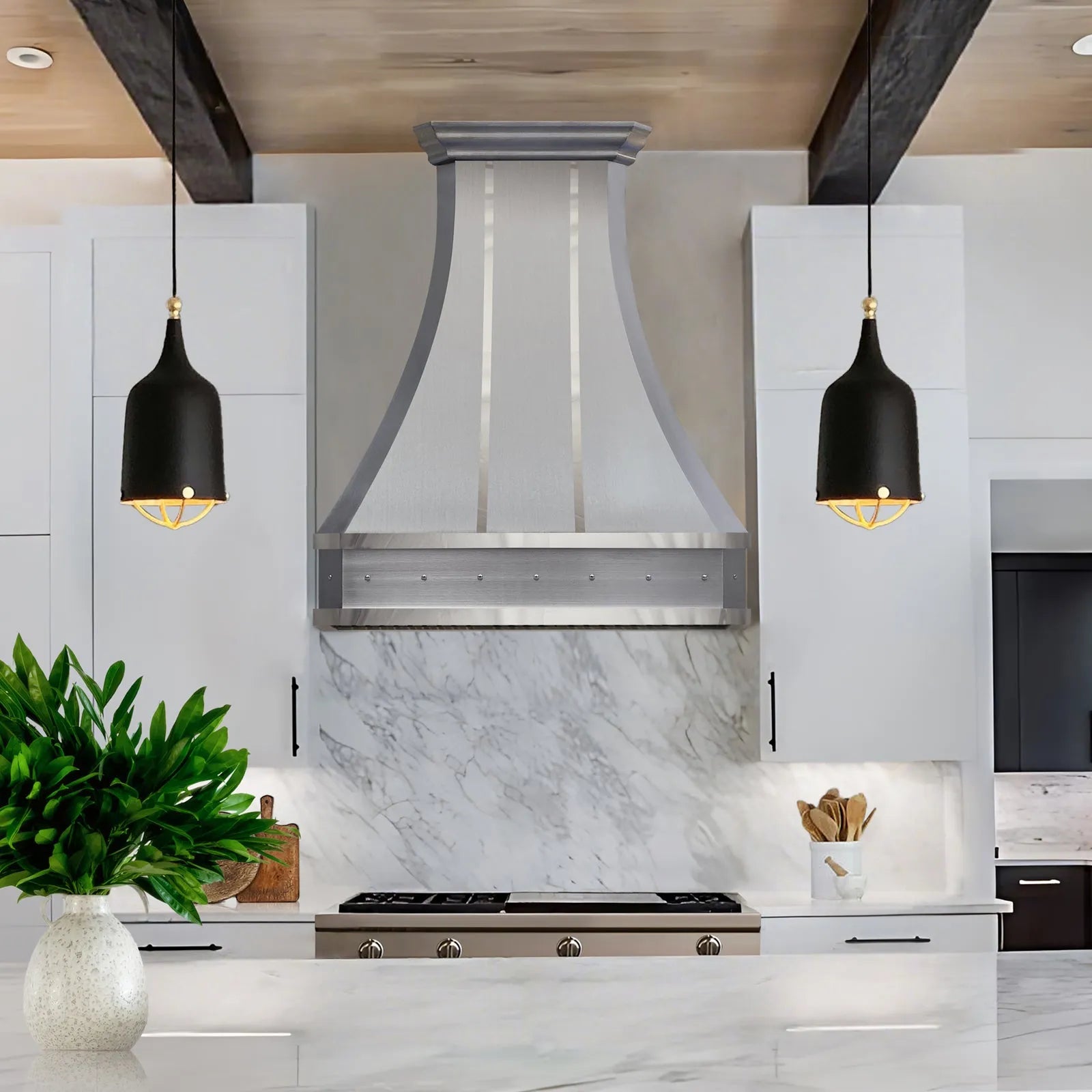 Fobest Custom Curved Stainless Steel Kitchen Hood with Cornered Crown FSS-111-Stainless Steel Range Hood-Fobest
