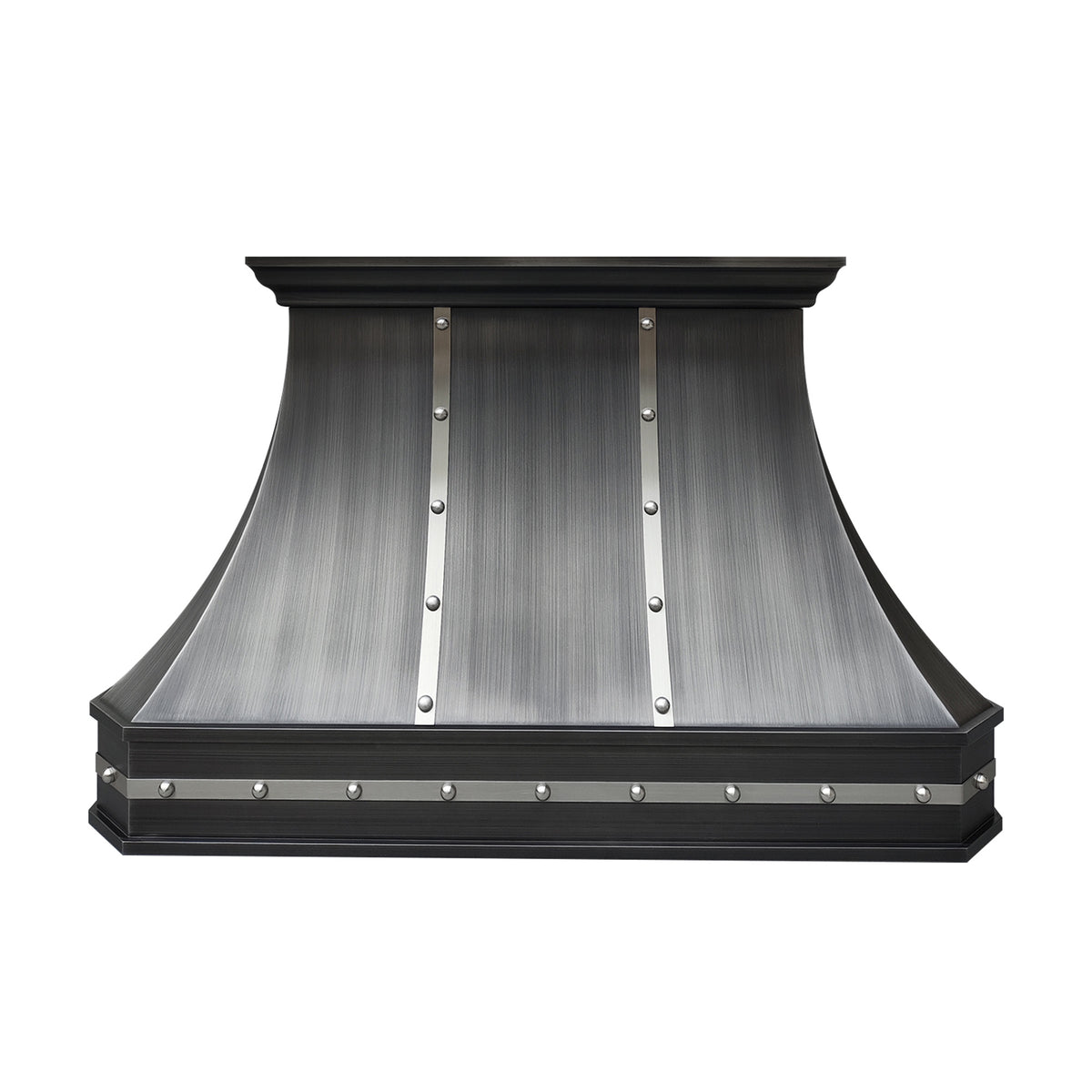 Fobest Custom Grey Range Hood with Brushed Steel Accents FSS-384-Stainless Steel Range Hood-Fobest