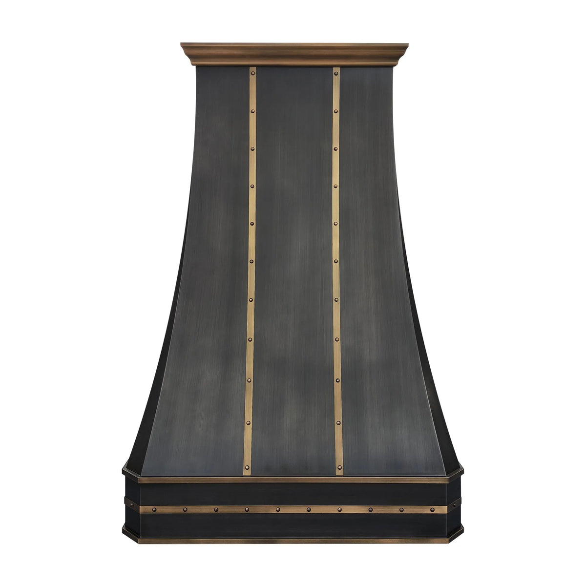 Fobest Custom Grey Stainless Steel Vent Hood with Brass Straps FSS-466