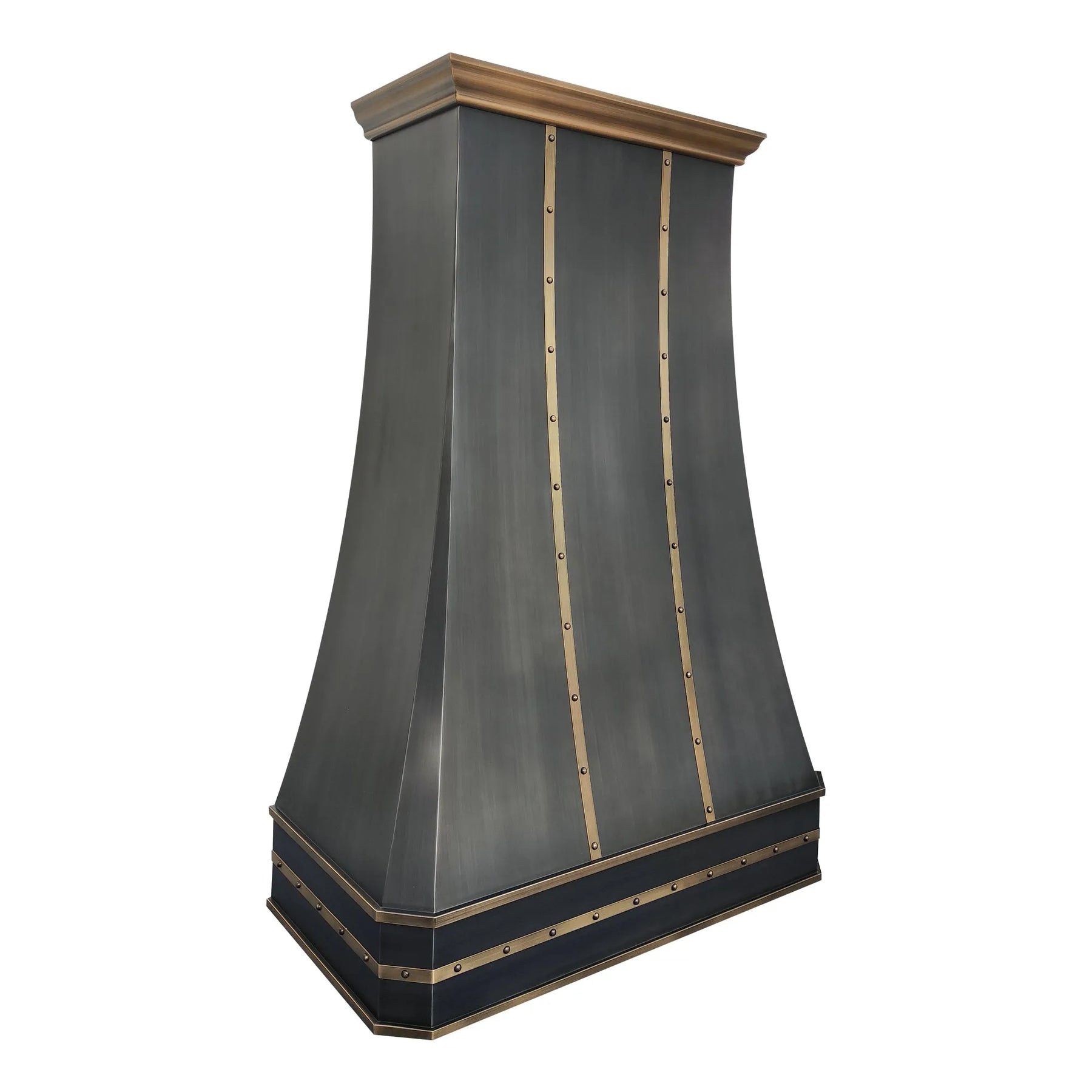 Fobest Custom Grey Stainless Steel Vent Hood with Brass Straps FSS-466
