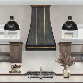Fobest Custom Grey Stainless Steel Vent Hood with Brass Straps FSS-466