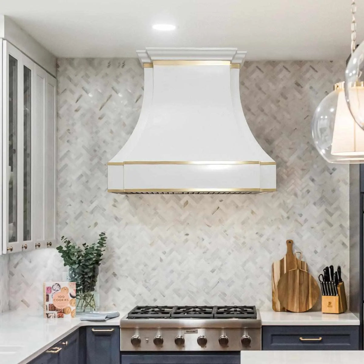 Fobest Custom Kitchen Hood with Brass Decor FSS-246-Stainless Steel Range Hood-Fobest